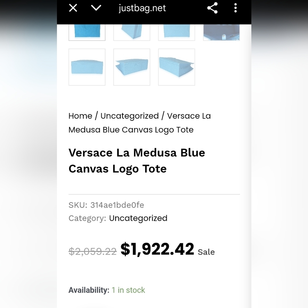 Versace La Medusa Blue Women's Canvas Logo Tote RETAIL $1922 (COA incuded) - Picture 2 of 14